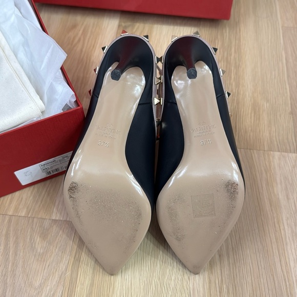 VALENTINO ROCKSTUD 100 LEATHER mules/booties IN BLACK size 37.5 - Picture 6 of 10